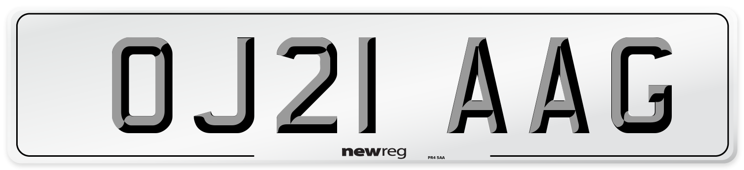 OJ21 AAG Number Plate from New Reg